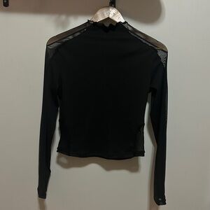 Elegant Black Mesh Long Sleeve Top
